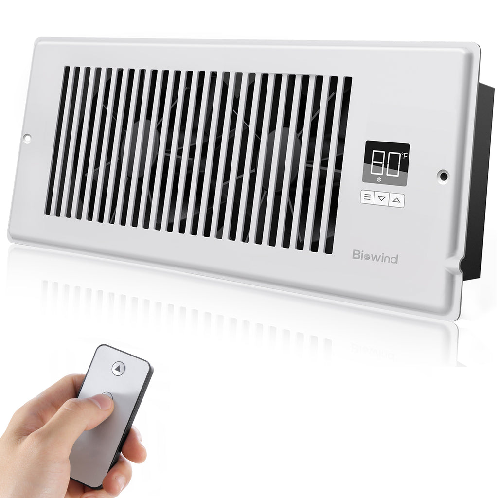 Biowind Quiet Smart Register Booster Fan Fits 4" x 12" Vent Opening - White