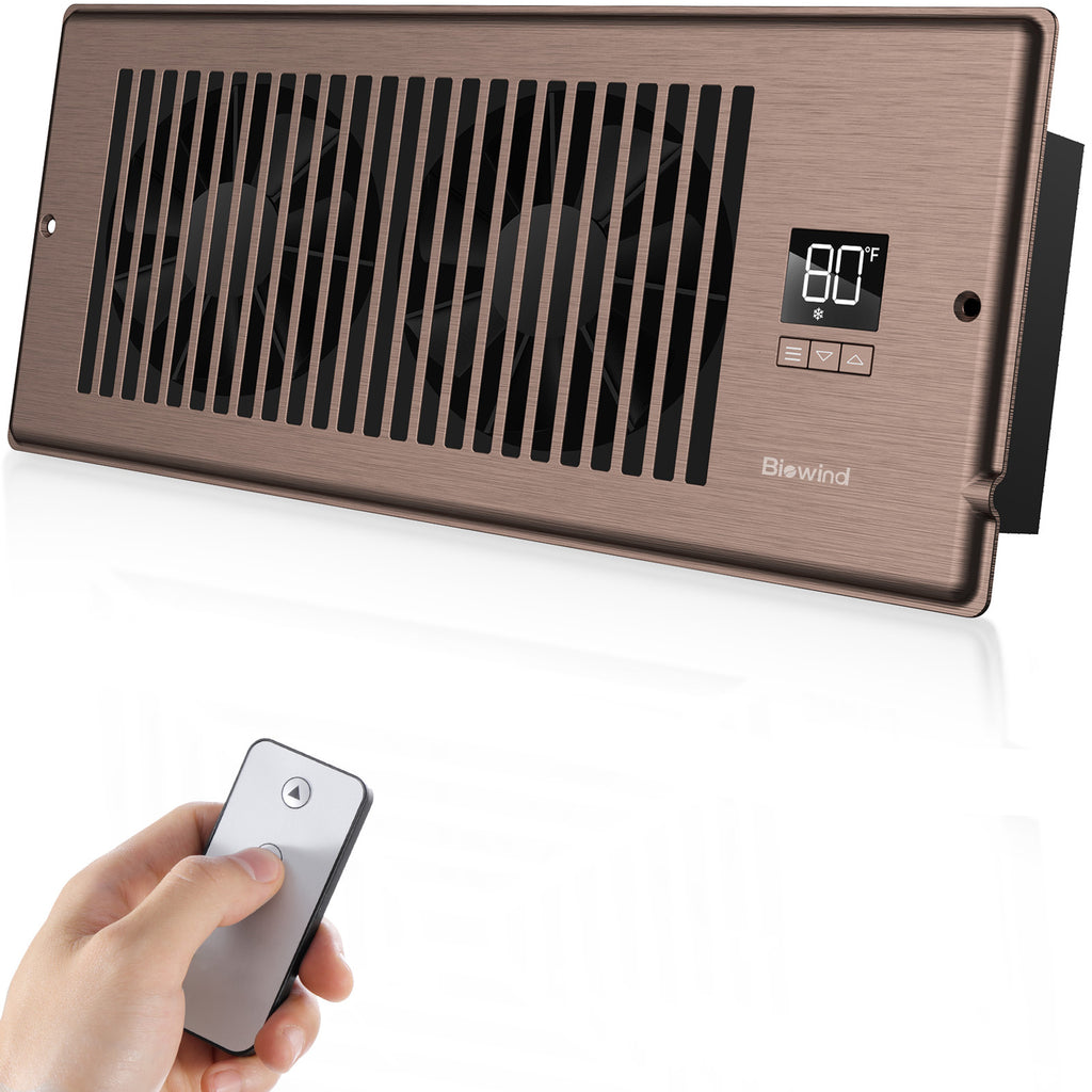 Biowind Quiet Smart Register Booster Fan Fits 4" x 12" Vent Opening - Bronze