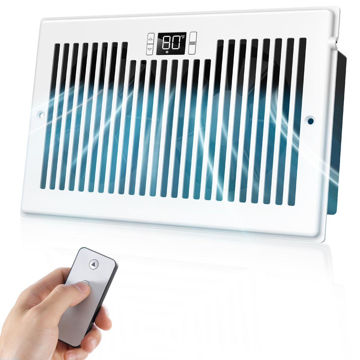 Biowind Quiet Smart Register Booster Fan Fits 6" x 10" Vent Opening - White