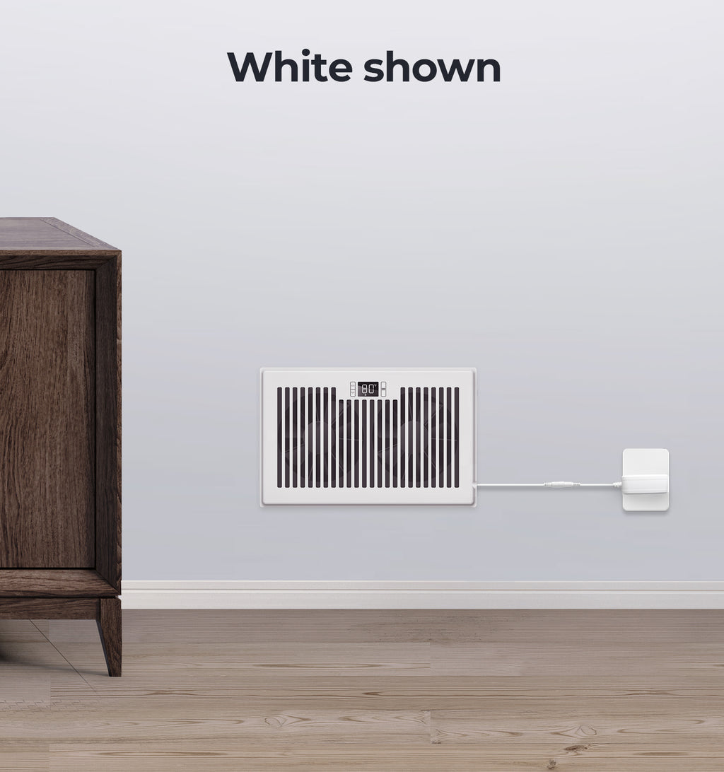 Biowind Quiet Smart Register Booster Fan Fits 6" x 10" Vent Opening - White