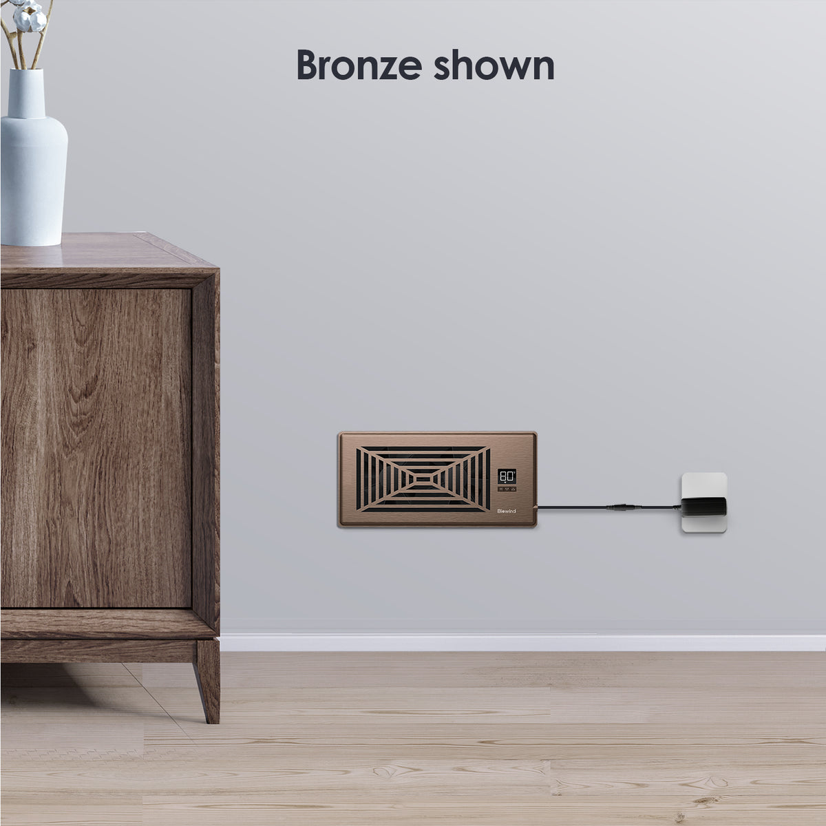 Biowind Quiet Smart Register Booster Fan Fits 4" x 10" Vent Opening - Bronze