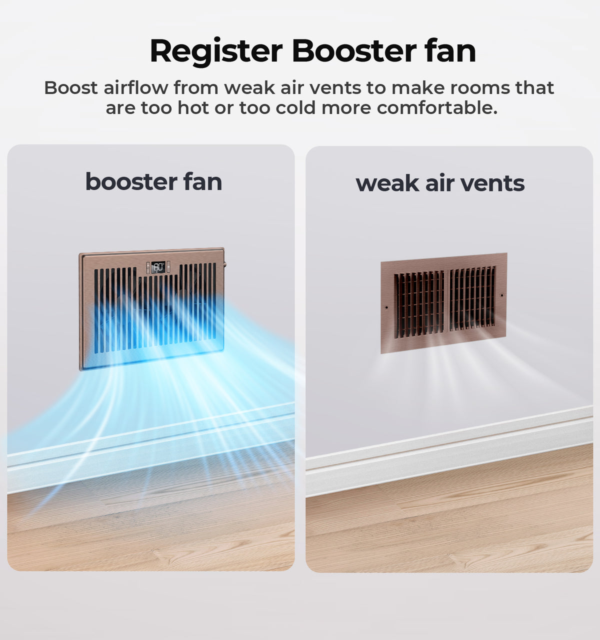 Biowind Quiet Smart Register Booster Fan Fits 6" x 10" Vent Opening - Bronze