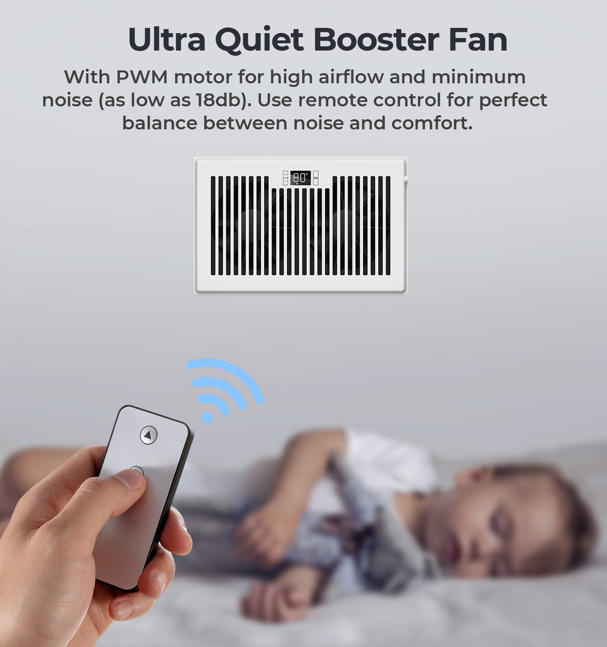 Biowind Quiet Smart Register Booster Fan Fits 6" x 10" Vent Opening - White