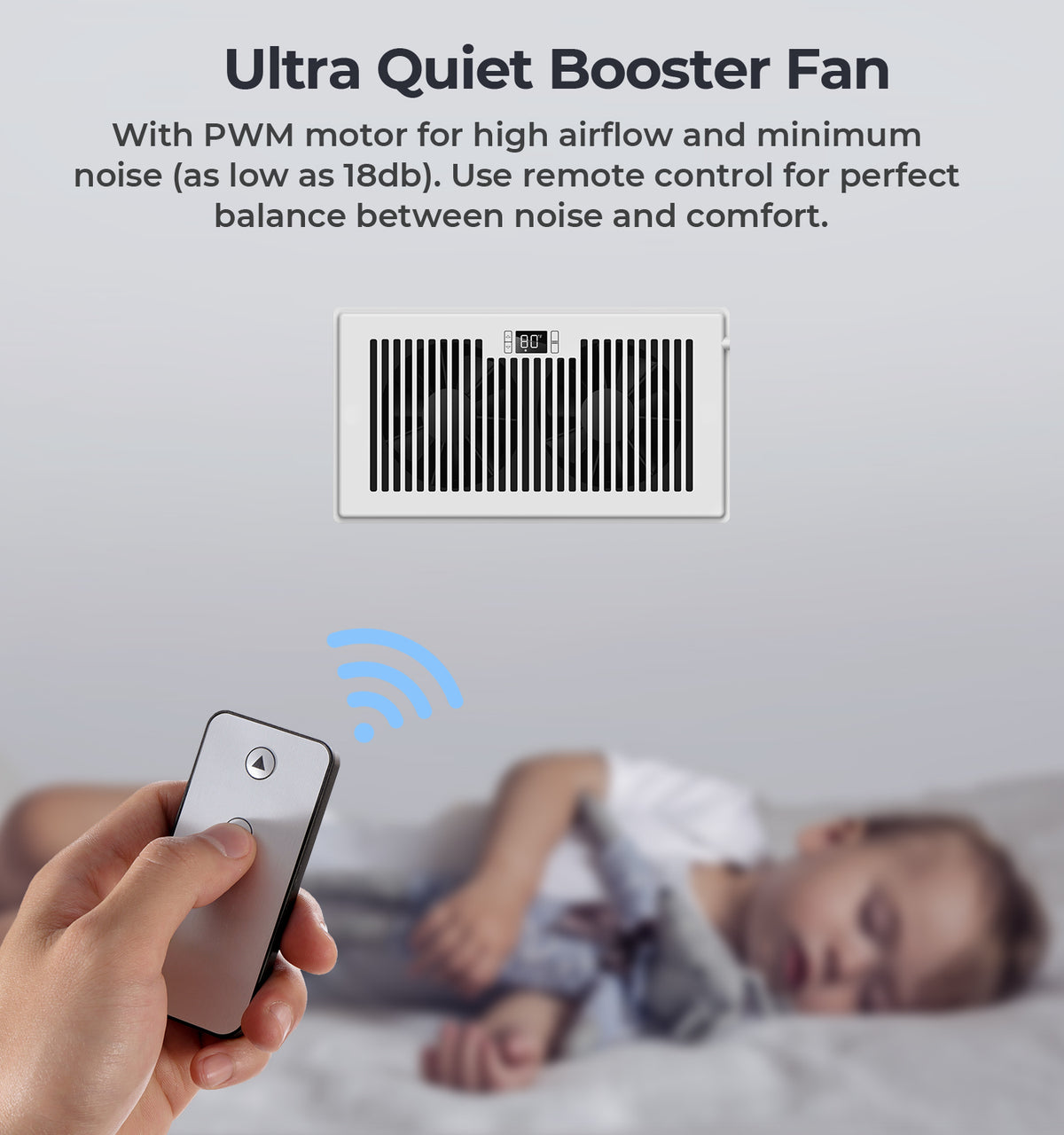 Biowind Quiet Smart Register Booster Fan Fits 6" x 12" Vent Opening - White