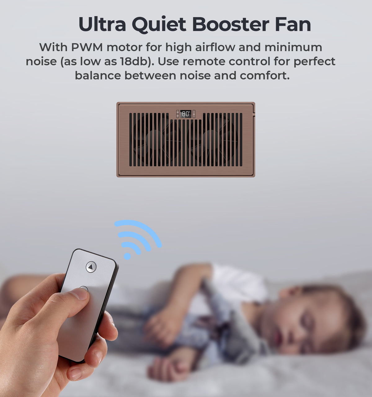 Biowind Quiet Smart Register Booster Fan Fits 6" x 12" Vent Opening - Bronze