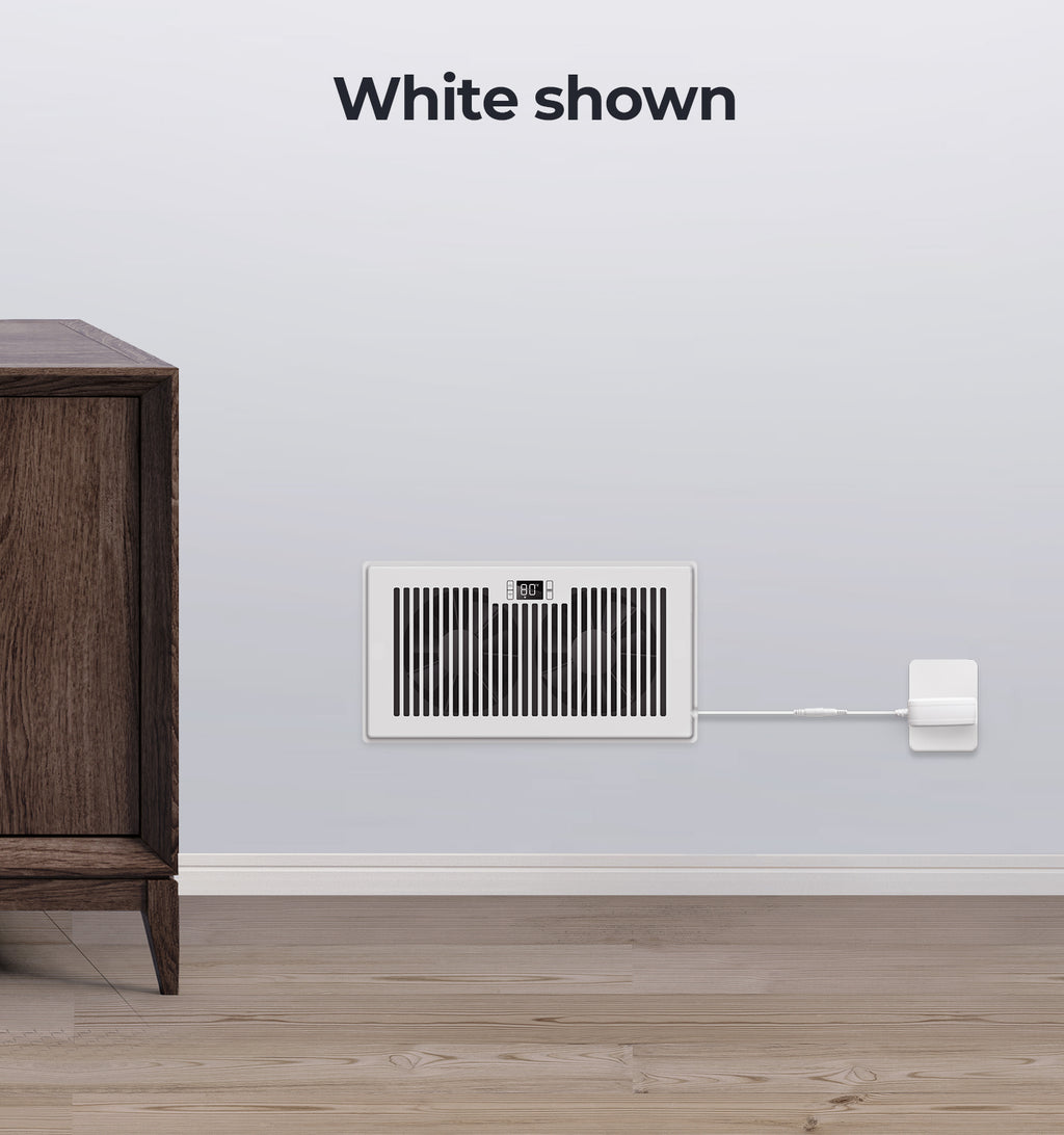 Biowind Quiet Smart Register Booster Fan Fits 6" x 12" Vent Opening - White