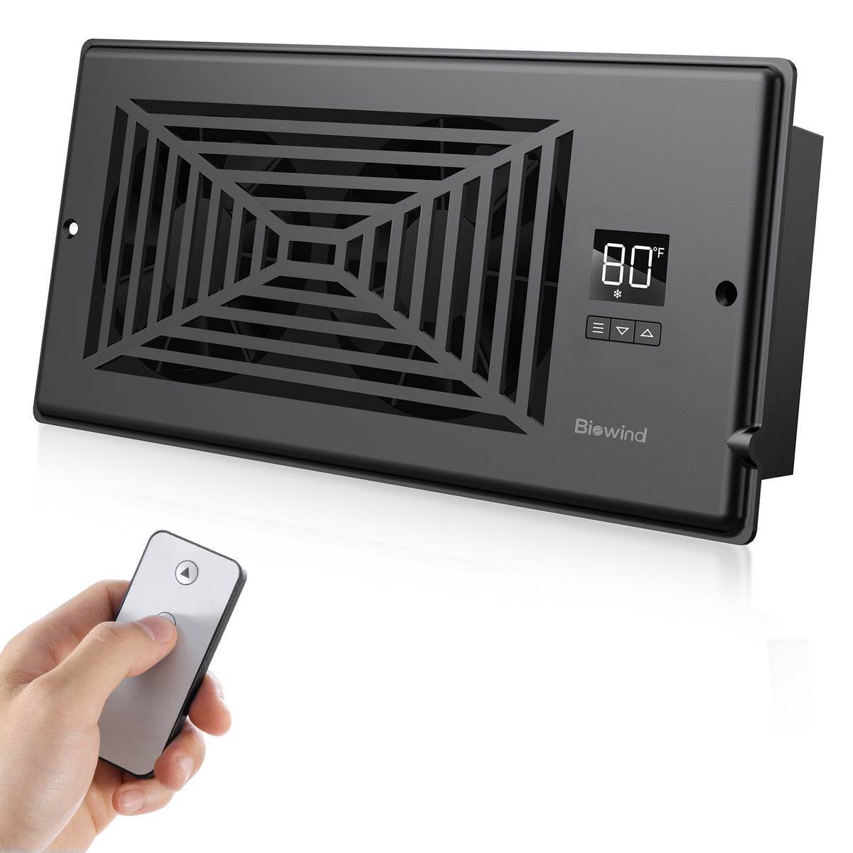 Biowind Quiet Smart Register Booster Fan Fits 4" x 10" Vent Opening - Black