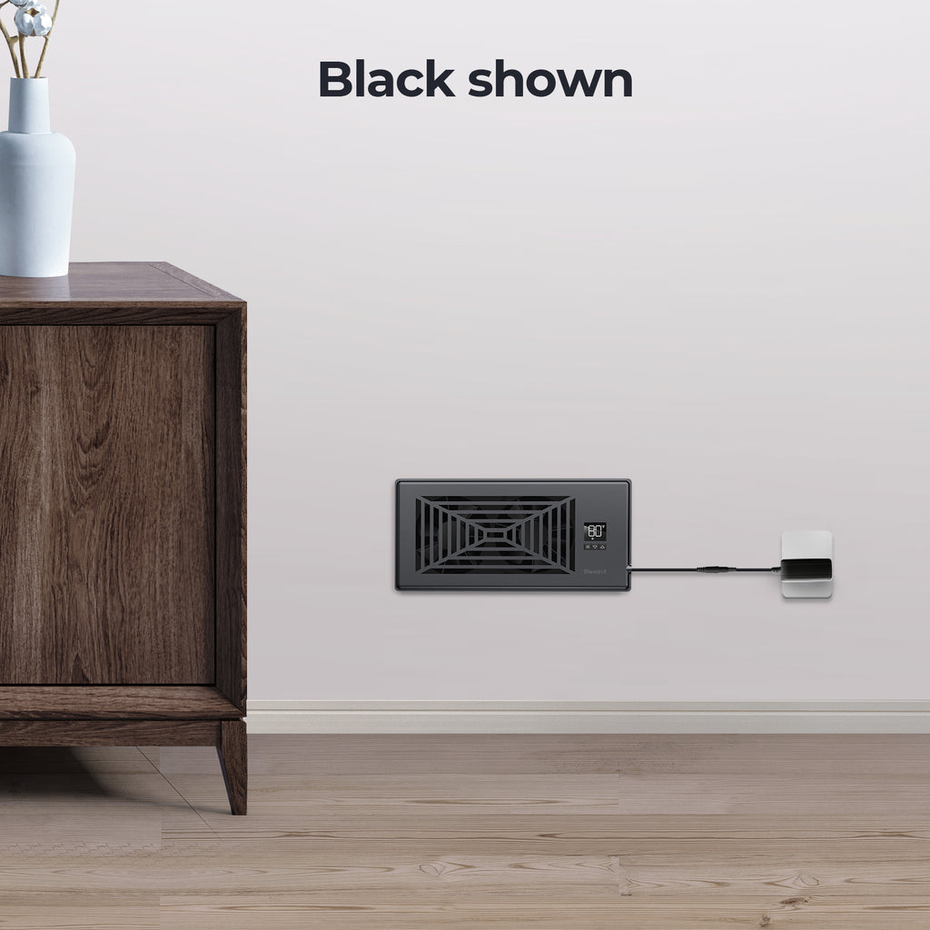Biowind Quiet Smart Register Booster Fan Fits 4" x 10" Vent Opening - Black