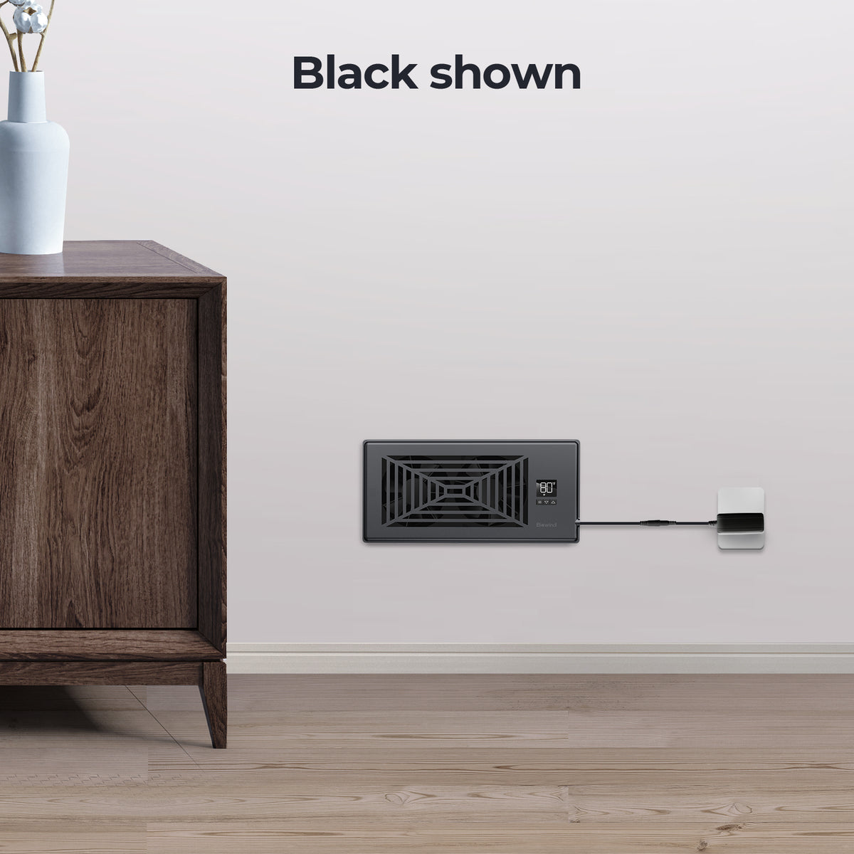 Biowind Quiet Smart Register Booster Fan Fits 4" x 10" Vent Opening - Black